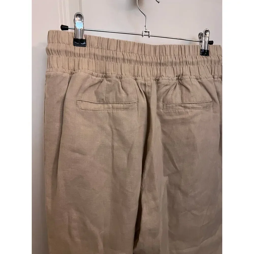 Quince 100% European Linen Wide Leg Pants M Driftwood Coastal Resort Boho Chic